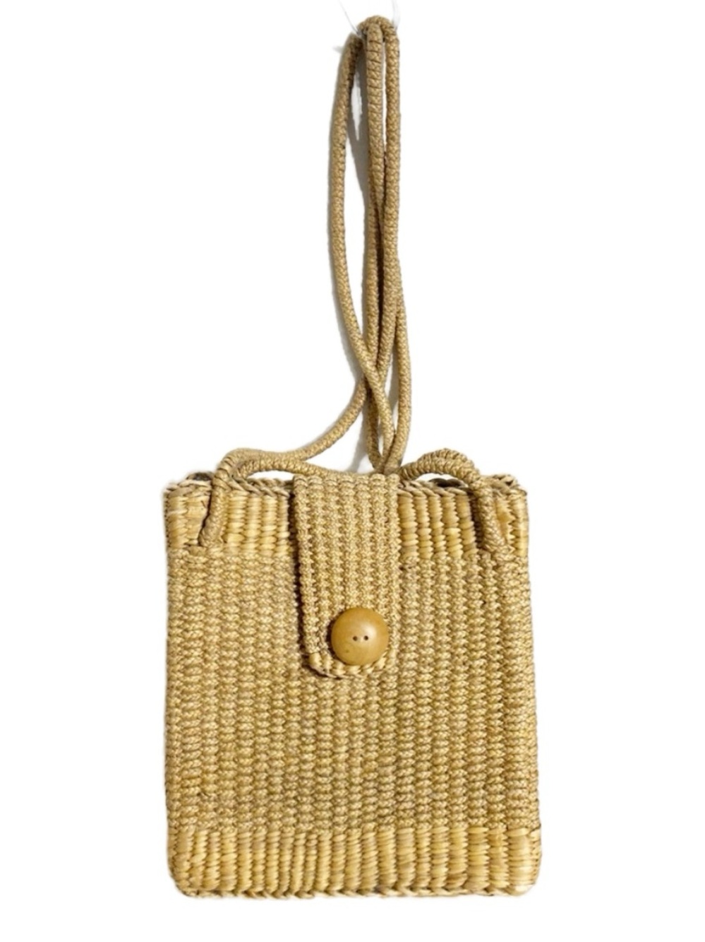 Unbranded Woven Fiber Tote Bag Square Shape Snap Button Closure Fully Lined